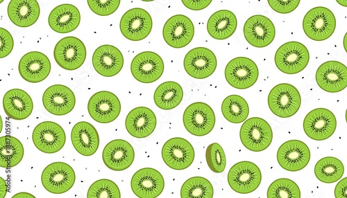 Kiwi Fruit Slices Seamless Pattern - A Vibrant and Refreshing Design.