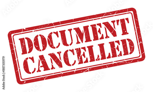 Document cancelled red grunge rubber stamp on transparent background, document cancelled seal watermark