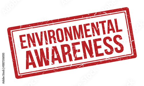 Environmental awareness red grunge rubber stamp vector illustration on transparent background design