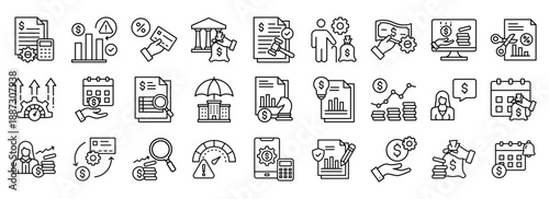 Financial Strategy icon collection. Containing design strategy, financial, business, technology, growth, finance	