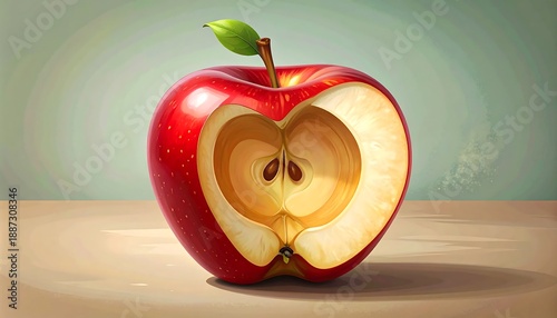 A Heart-Shaped Core - A Fresh and Healthy Apple.