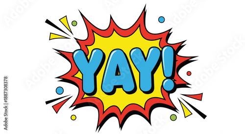 Cartoon Comic Speech Bubble Yay Excitement.