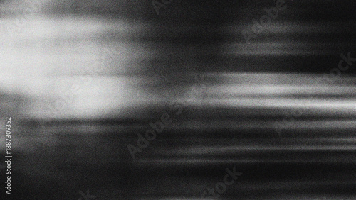 Tableau sur toile Black and white abstract background with heavy grain texture, featuring horizontal motion blur and dark cinematic gradients