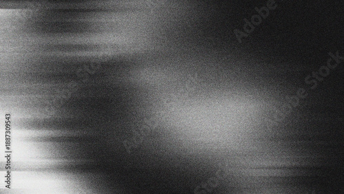 Schilderij op canvas Black and white abstract background with heavy grain texture, featuring horizontal motion blur and dark cinematic gradients