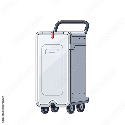 Futuristic trolley with wheels and handle, modern design, isolated on white