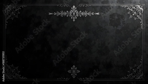 Elegant Black Background with Ornate Border Design.