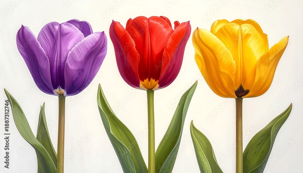 Naklejka premium Colorful Tulips in Full Bloom - A Vibrant Floral Display.