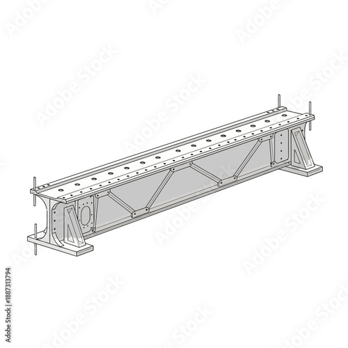 Industrial steel beam construction, engineering, construction industry