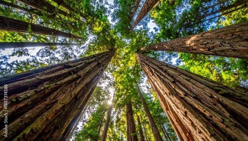 Towering Redwoods - A Majestic Forest Canopy Perspective.