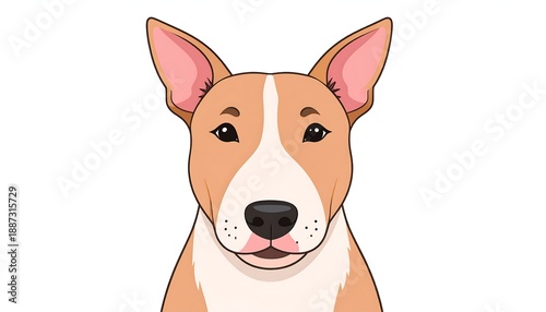 Adorable Bull Terrier Portrait with Alert Expression and Upright Ears.