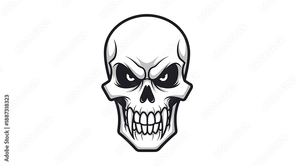Fototapeta premium Black and White Skull Illustration Design.