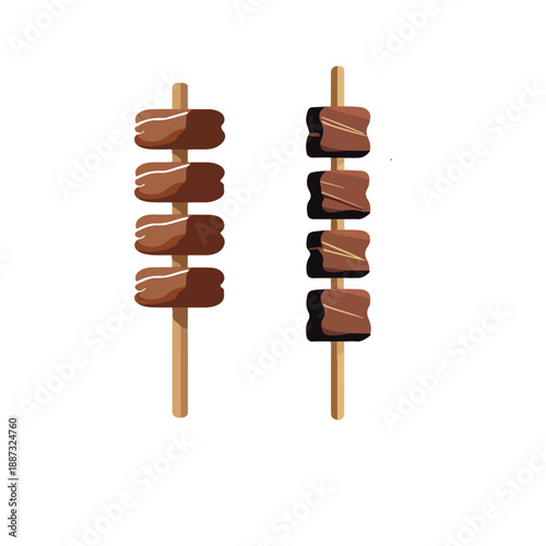 Traditional Satay Meat Skewer Sate Flat Vector Icon