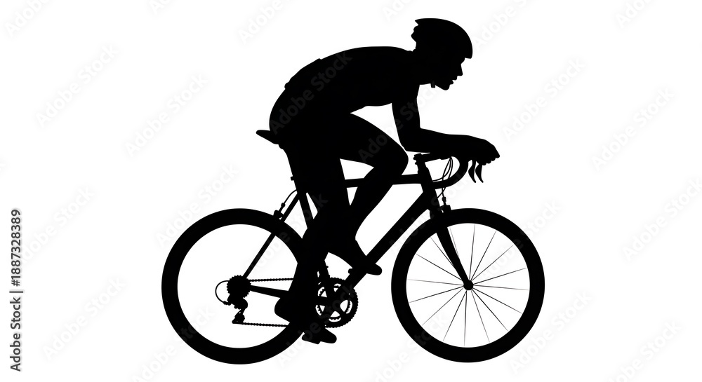 Obraz premium Silhouette of a Cyclist in Aerodynamic Pose on a Road Bike.