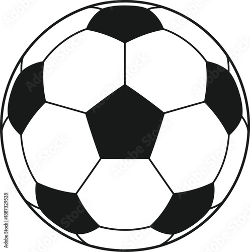 Classic black and white soccer ball isolated graphic design element for sports and recreation vector