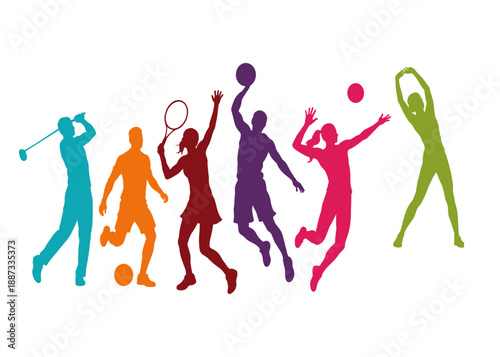 Colorful Silhouettes of People Playing Various Sports