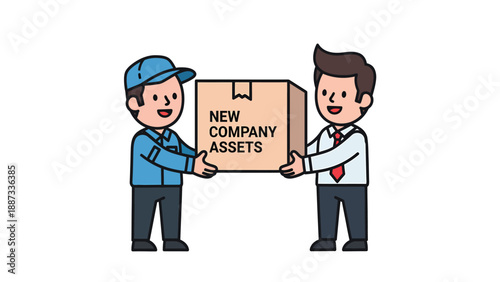 New Company Assets Handover: Cartoon Illustration