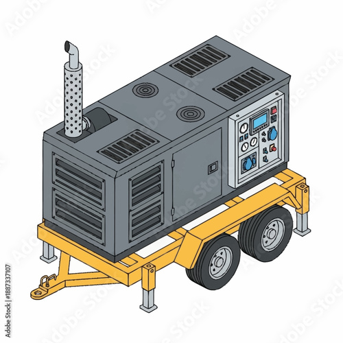 Portable Industrial Generator on Trailer.