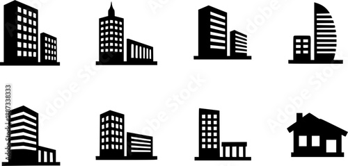 cityscape set of buldings. city landscape line vector illustration. Vector icon.