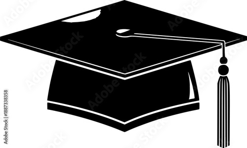 Graduation cap mortarboard silhouette vector illustration for academic achievement celebrating educational success students graduating from university or college degree ceremony invitation card design