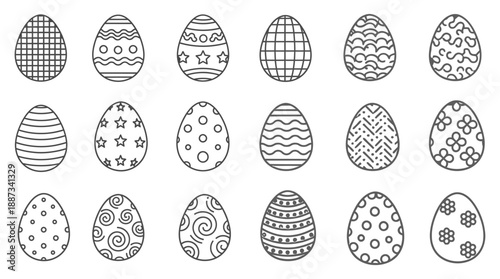 Minimalist Easter Egg Vector Line Art Collection