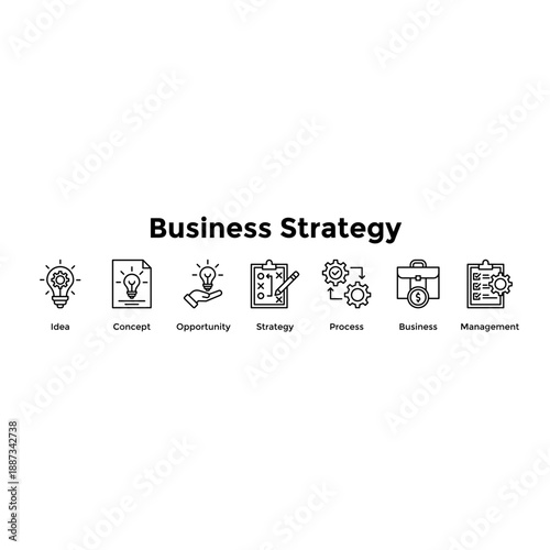 Business Strategy Banner Web Icon Vector Illustration Concept For Idea, Concept, Opportunity, Strategy, Process, Business, Management