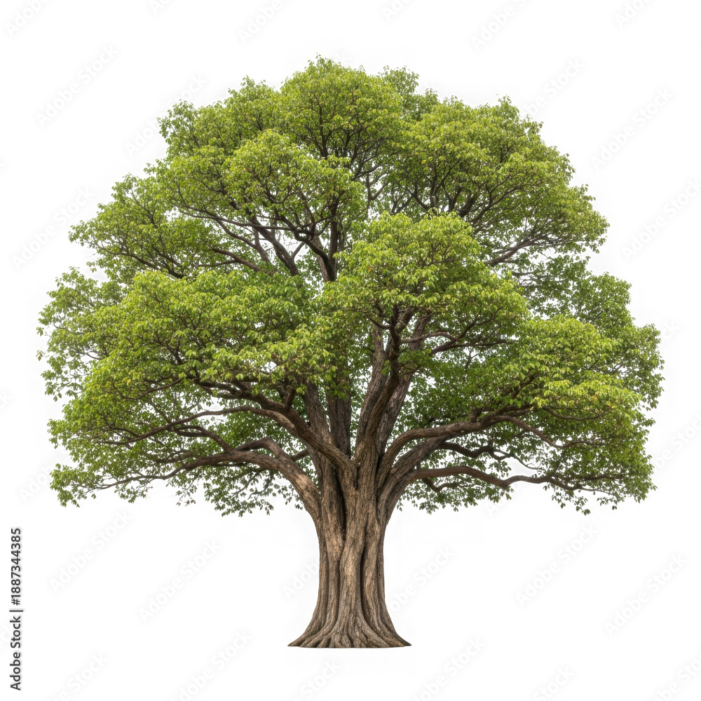 Obraz premium Large green tree with thick trunk