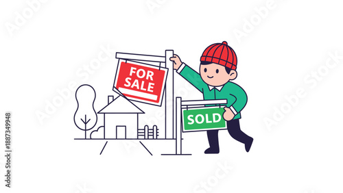 Sold House Illustration: Real Estate Success