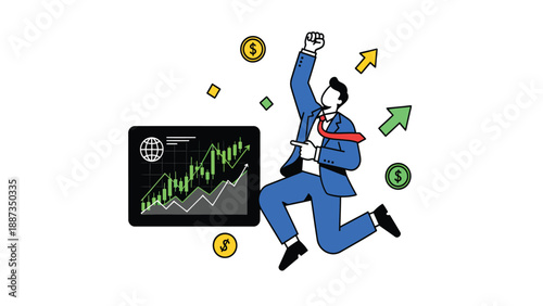 Successful Stock Market Trader Illustration