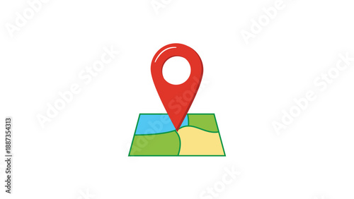 Red Location Pin on Map Navigation Flat Vector Illustration