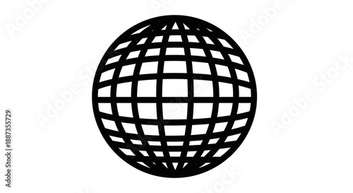 Global network icon with grid lines representing connectivity and international communication