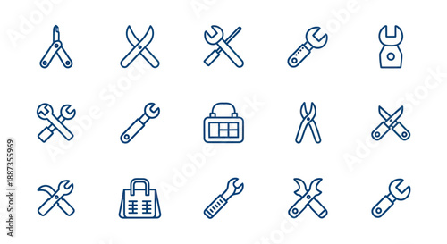 Set of various tool icons for repair and construction projects