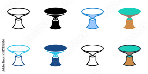 Table icons set multiple style collection. Editable stroke 
