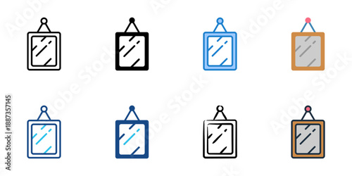 Mirror icons set multiple style collection. Editable stroke 
