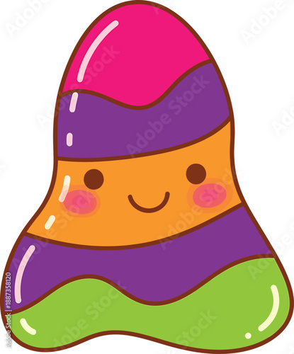 Cute Jelly Candy Character, Kawaii Cartoon Gummy Food, Bright Colors