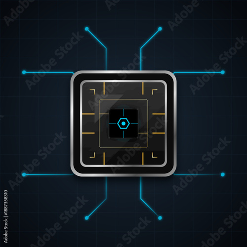 Artificial Intelligence Microchip Concept with Digital Circuit Lines
