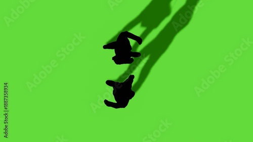 Green Screen Overhead Silhouettes Walking with Shadows