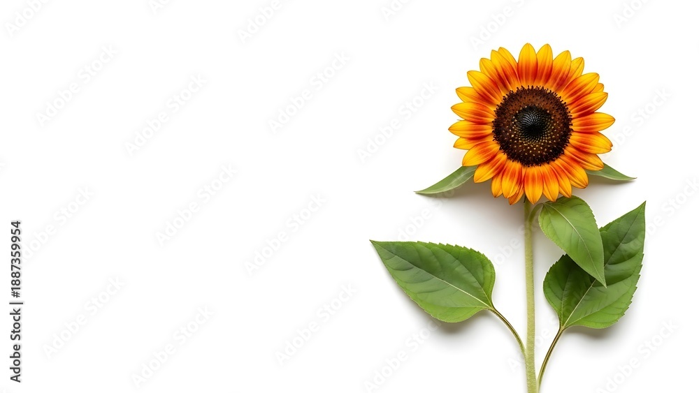 Obraz premium Isolated Sunflower Blossom Close Up Photography Freshness and Vibrant Colors Beautiful Floral Design Cutout Flower Headshot Blooming Plant on White Background