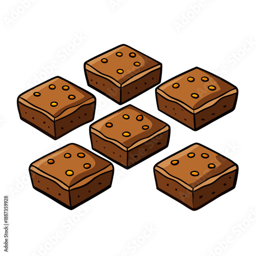 Chocolate brownies slice. Simple flat illustration