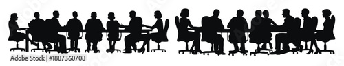 business meeting silhouettes set isolated flat illustration 