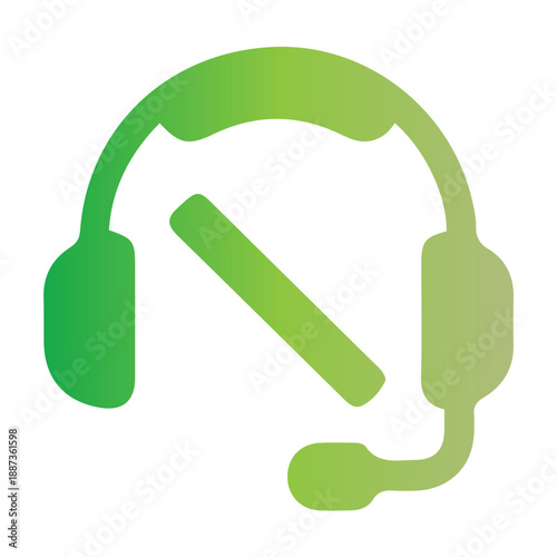 Vibrant gradient green headset with microphone icon, symbolizing online customer support, seamless digital communication, technical assistance, and versatile audio interface for remote services