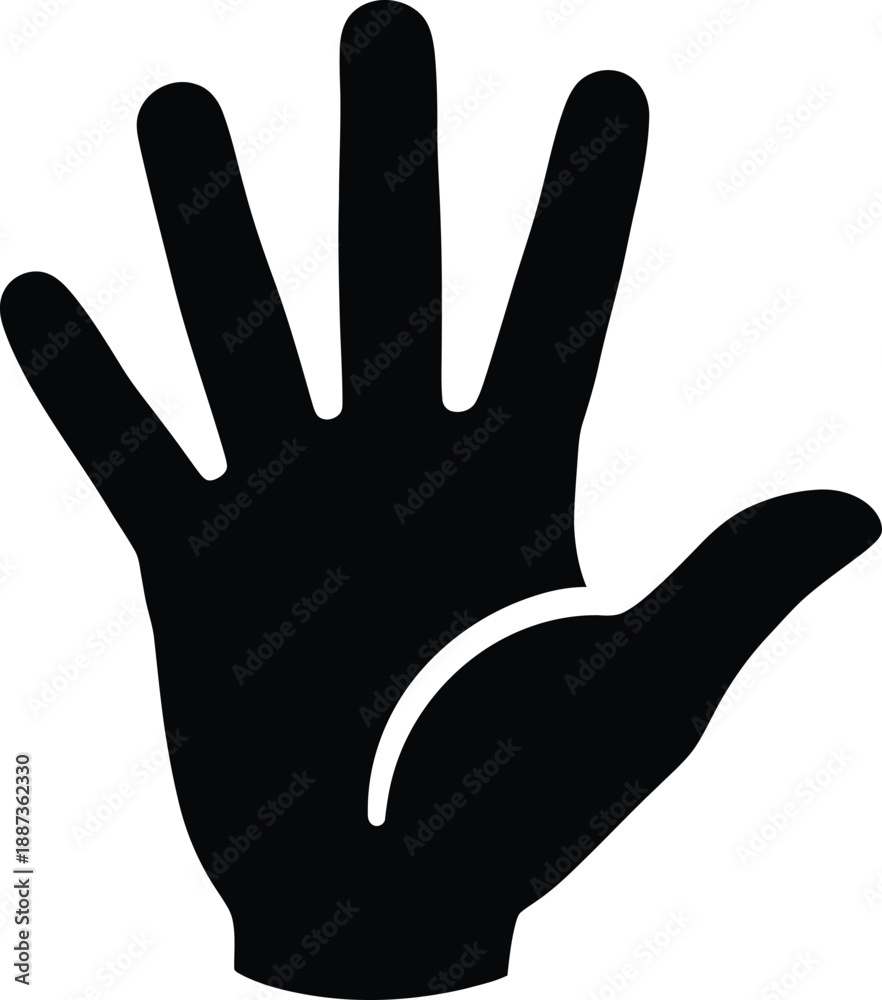 Obraz premium Vector illustration of an open hand with fingers spread, symbolizing gesture and human anatomy