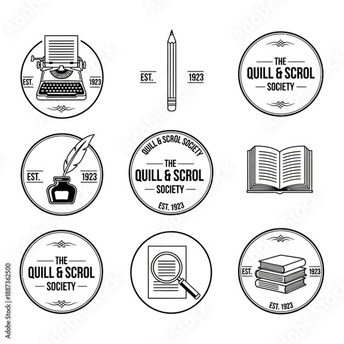 Vintage Quill and Scroll Society Badges and Emblems Collection.