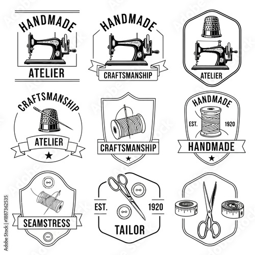 Vintage Tailoring and Sewing Emblems Collection.