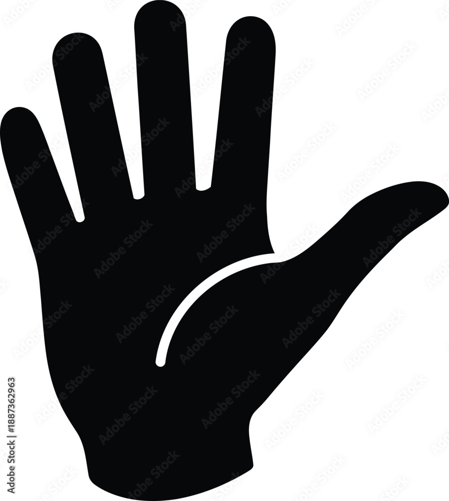 Obraz premium Black silhouette of a hand with thumb and fingers extended in a gesture.
