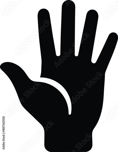 Black silhouette of a human hand with fingers extended and thumb aside.