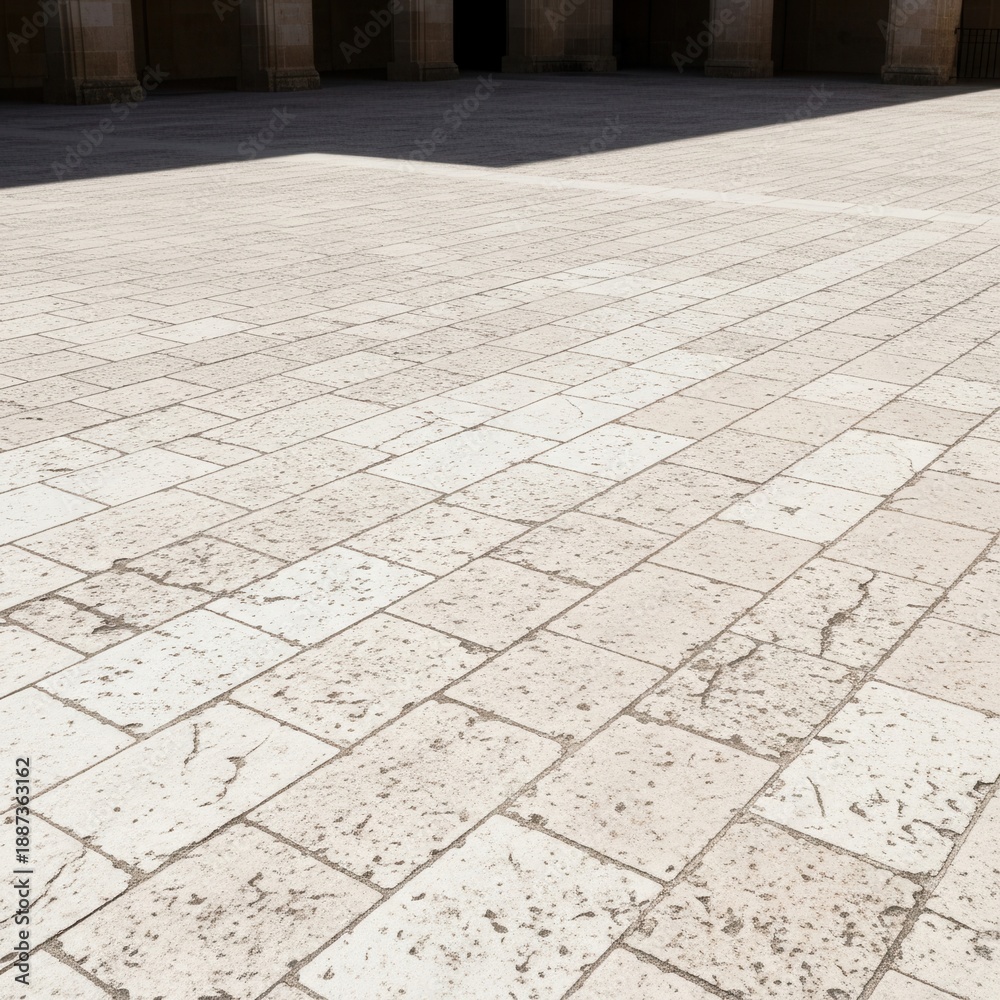 Fototapeta premium Elegant Paved Ground Texture with Stark Shadows and Architectural Background