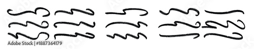 black wave paint stripe set squiggle sketch brush stroke