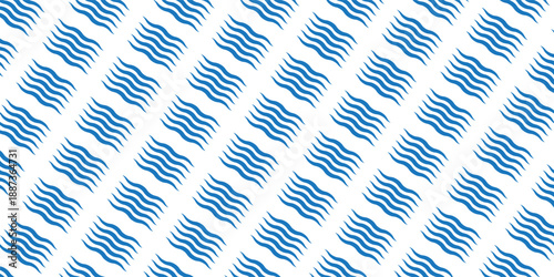 Waves seamless pattern. Abstract curve lines repeat tiling background. Rhythmic waves pattern. Modern geometric curve line seamless pattern.
