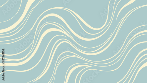Abstract Wavy Lines Pattern in Soft Blue and Cream Tones.
