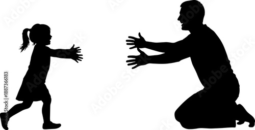 Father and Daughter Running Towards Each Other.